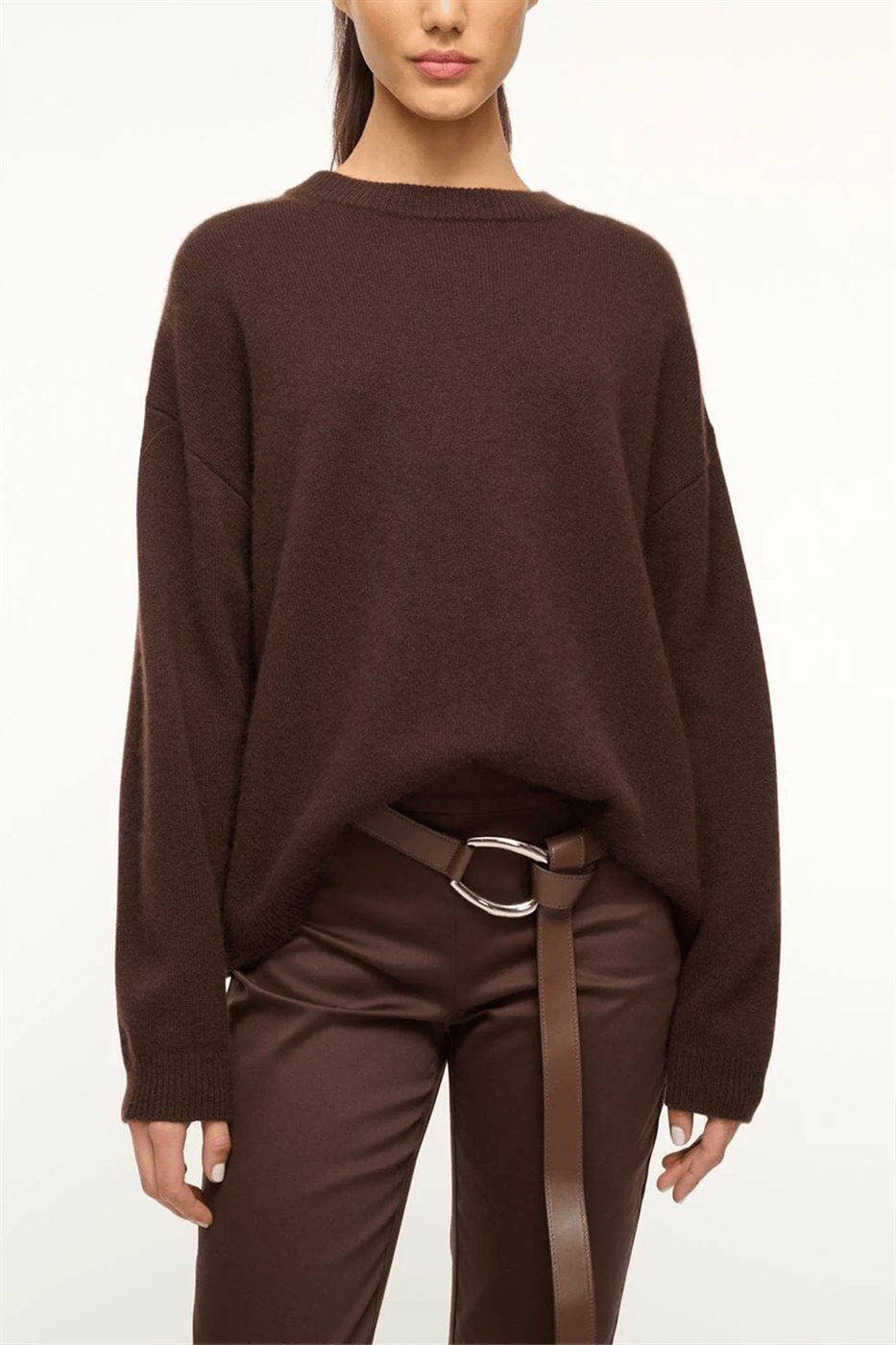 Hampden Clothing sweater detail for a polished neutral look